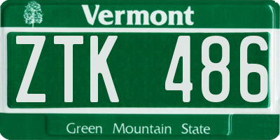 VT license plate ZTK486
