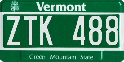 VT license plate ZTK488