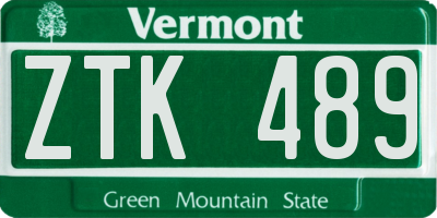 VT license plate ZTK489