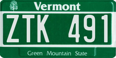 VT license plate ZTK491