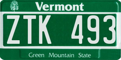 VT license plate ZTK493