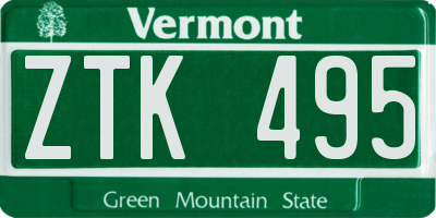 VT license plate ZTK495