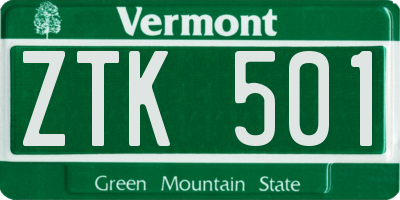 VT license plate ZTK501