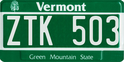 VT license plate ZTK503