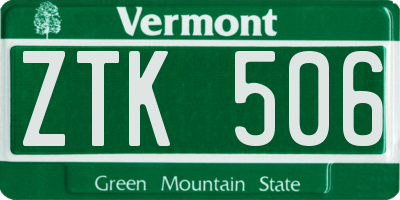VT license plate ZTK506