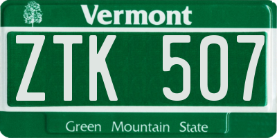 VT license plate ZTK507