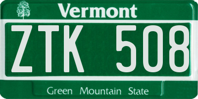 VT license plate ZTK508