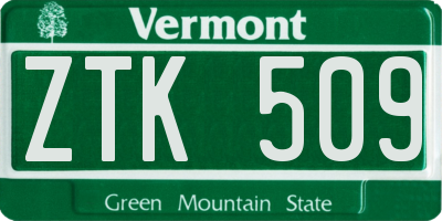 VT license plate ZTK509