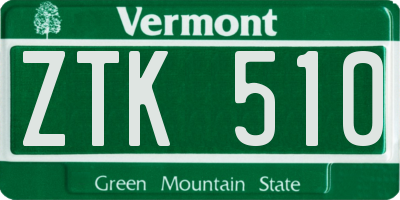 VT license plate ZTK510