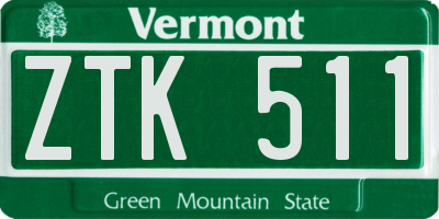 VT license plate ZTK511