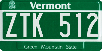 VT license plate ZTK512