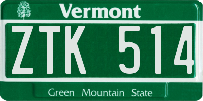 VT license plate ZTK514
