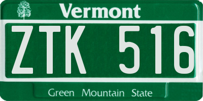 VT license plate ZTK516