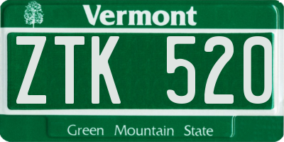 VT license plate ZTK520