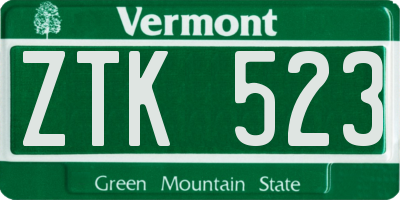 VT license plate ZTK523