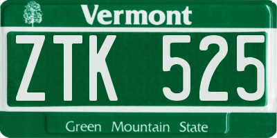 VT license plate ZTK525