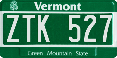 VT license plate ZTK527