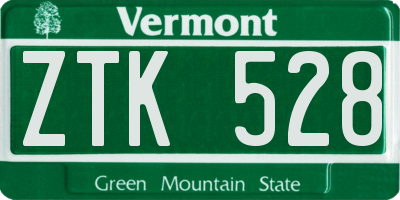 VT license plate ZTK528
