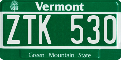 VT license plate ZTK530