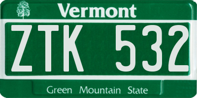 VT license plate ZTK532