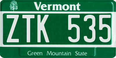 VT license plate ZTK535