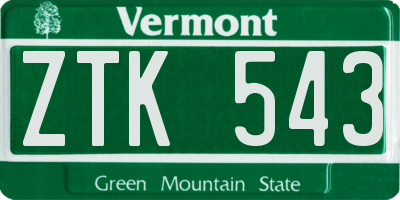 VT license plate ZTK543