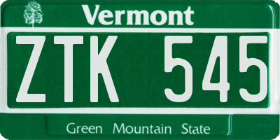 VT license plate ZTK545