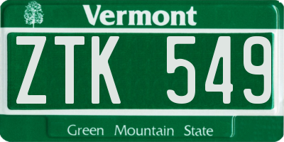 VT license plate ZTK549