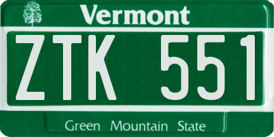 VT license plate ZTK551