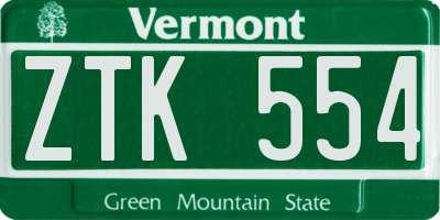 VT license plate ZTK554