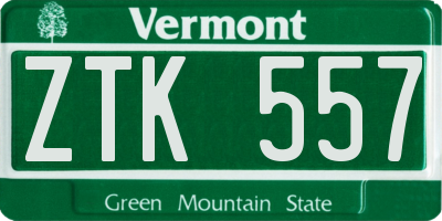 VT license plate ZTK557