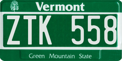VT license plate ZTK558