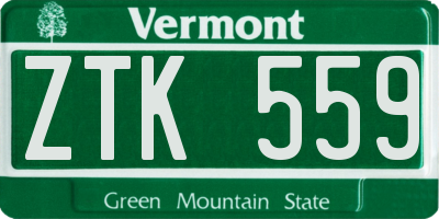VT license plate ZTK559