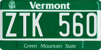 VT license plate ZTK560