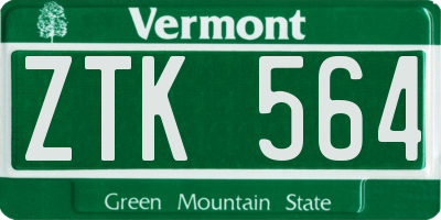 VT license plate ZTK564