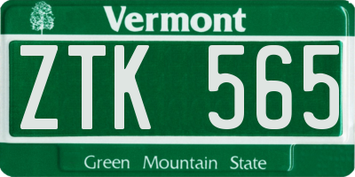 VT license plate ZTK565