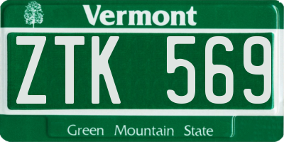 VT license plate ZTK569