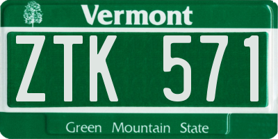 VT license plate ZTK571
