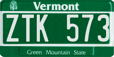 VT license plate ZTK573