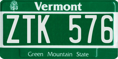 VT license plate ZTK576