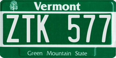 VT license plate ZTK577