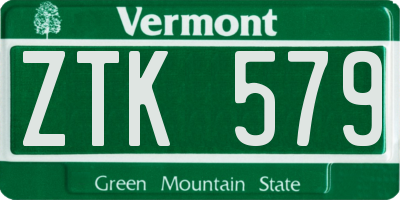 VT license plate ZTK579