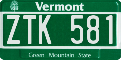 VT license plate ZTK581