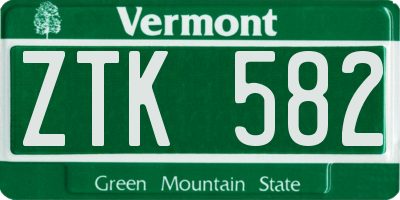 VT license plate ZTK582