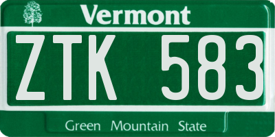 VT license plate ZTK583