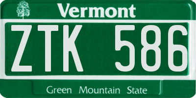 VT license plate ZTK586