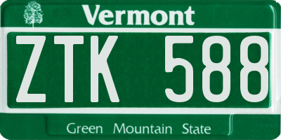 VT license plate ZTK588