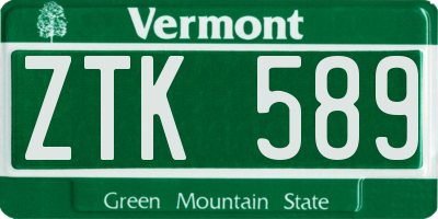 VT license plate ZTK589