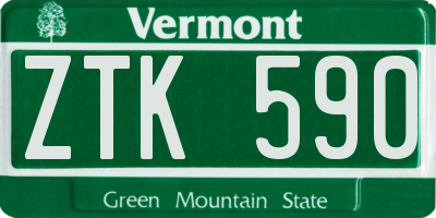 VT license plate ZTK590
