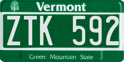 VT license plate ZTK592